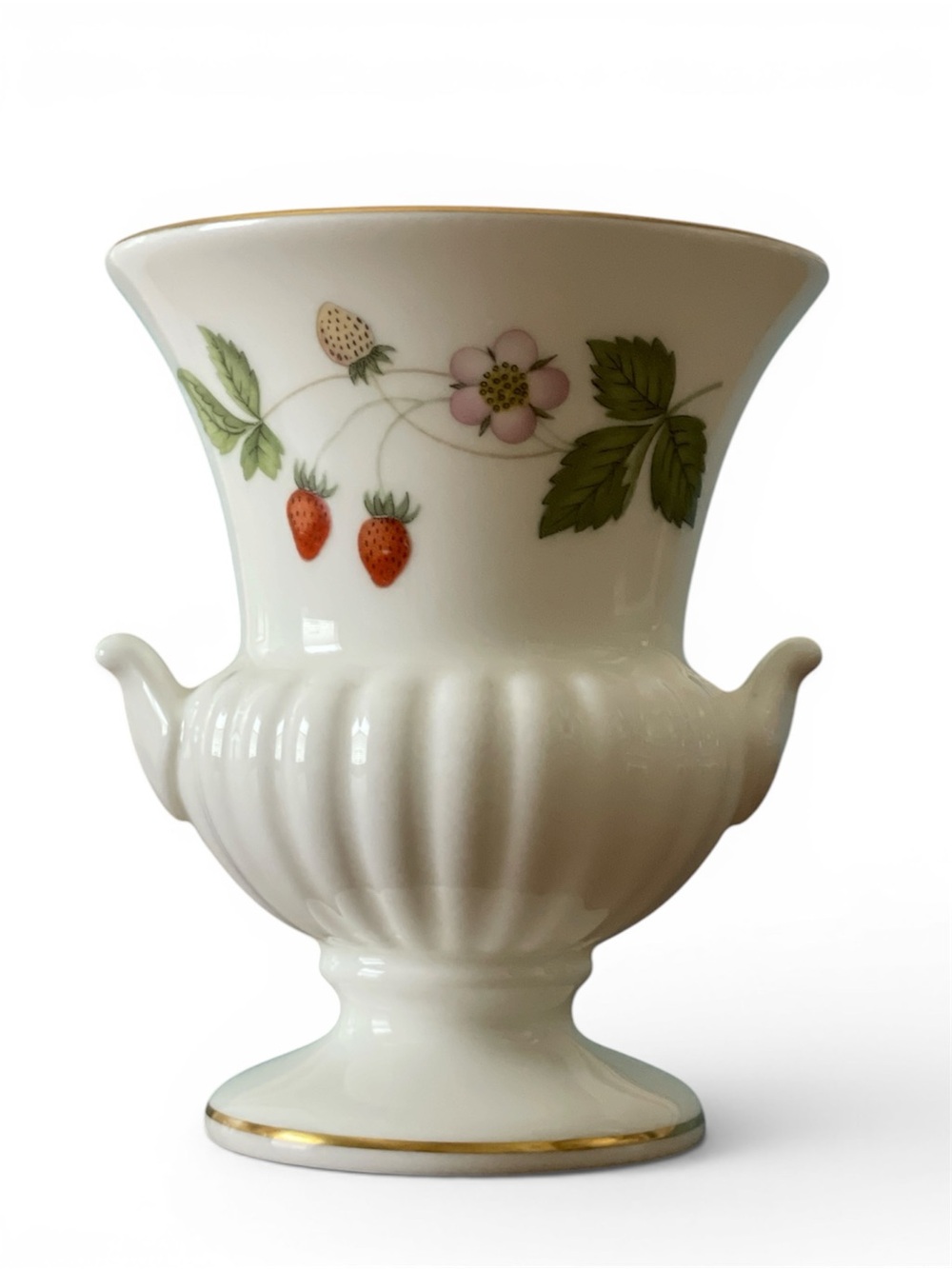Wedgwood Bone china 4 inch urn vase with 'Wild Strawberry' pattern vintage